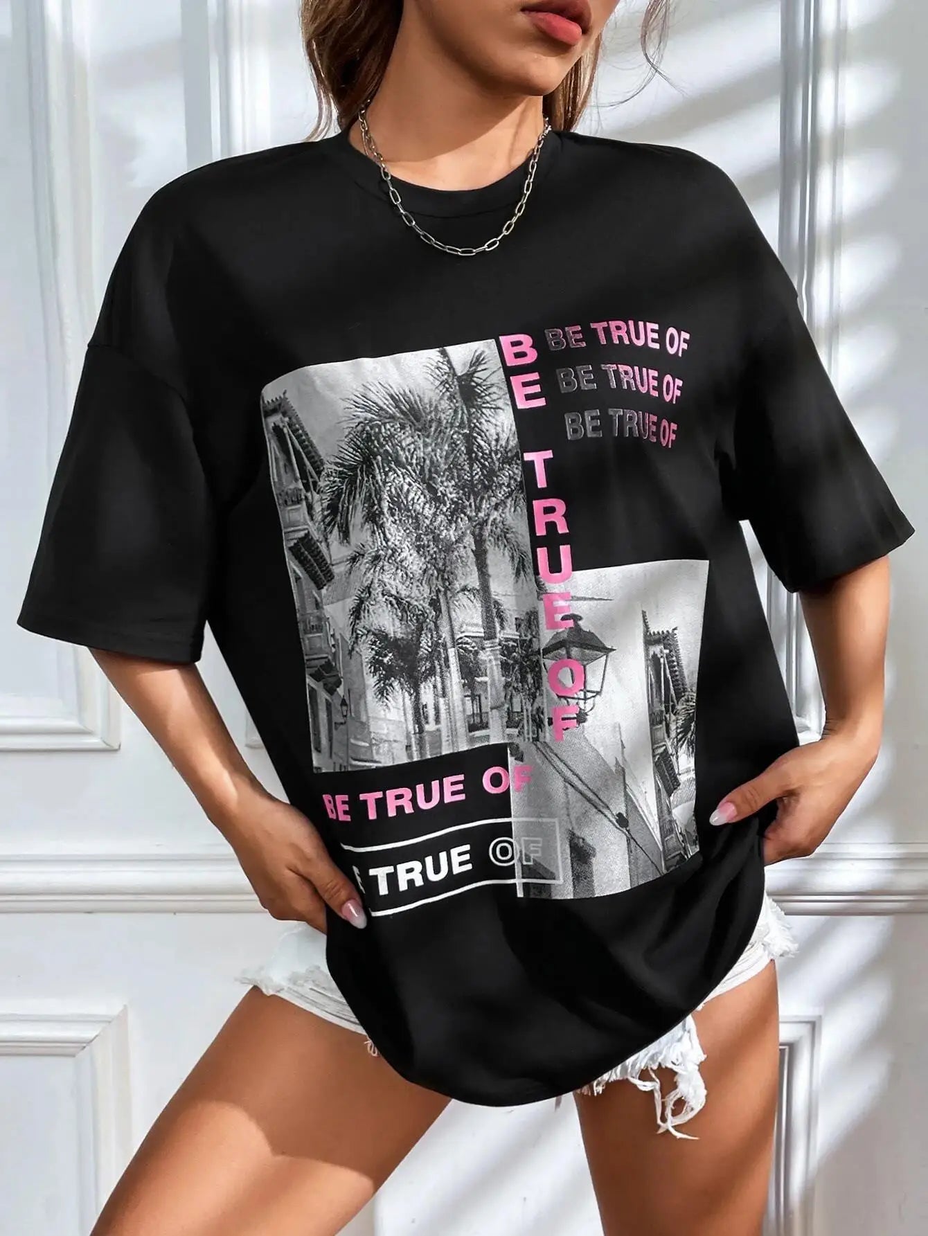 Graphic & Letter Print Crew Neck T-Shirt Women Summer O-Neck T Shirts Cotton Plus Size Short Sleeve Sport Casual Shirt