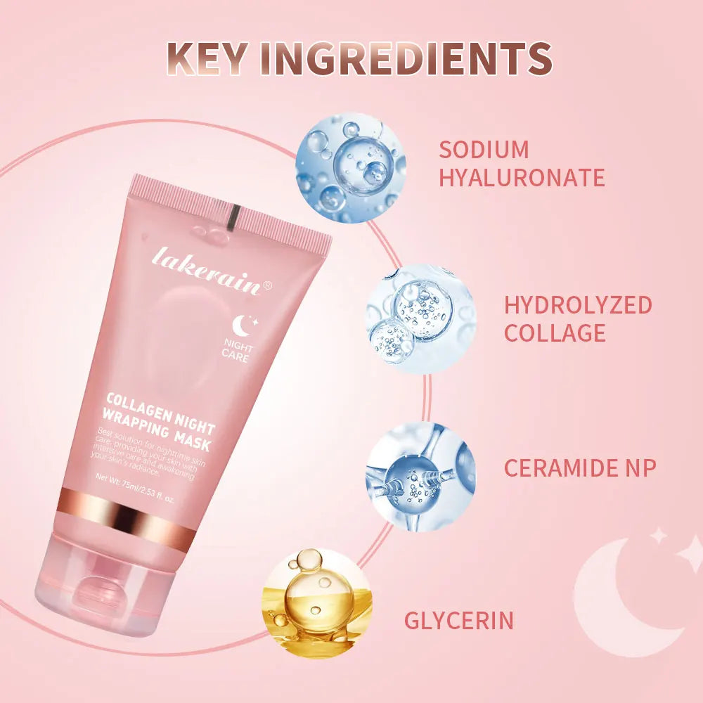 Collagen Jelly Cream Hydrolyzed Collagen Overnight Facial Mask Wrapping Peel
