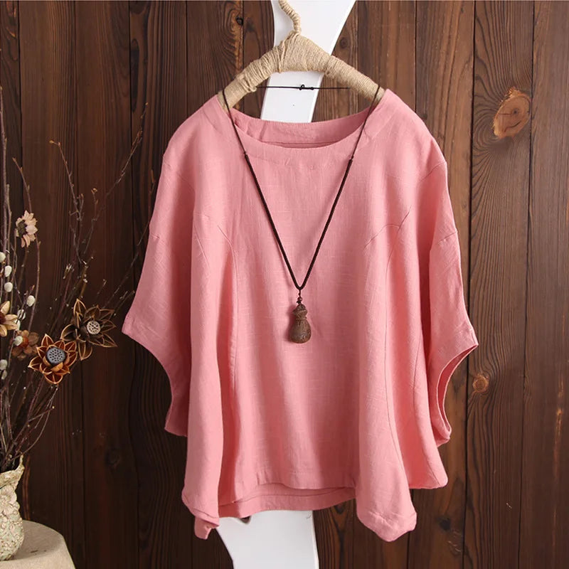 Harajuku Y2k Top Vintage Clothes Tees Cotton Linen Streetwear Casual Shirts for Women Clothing T-Shirts Fashion Summer