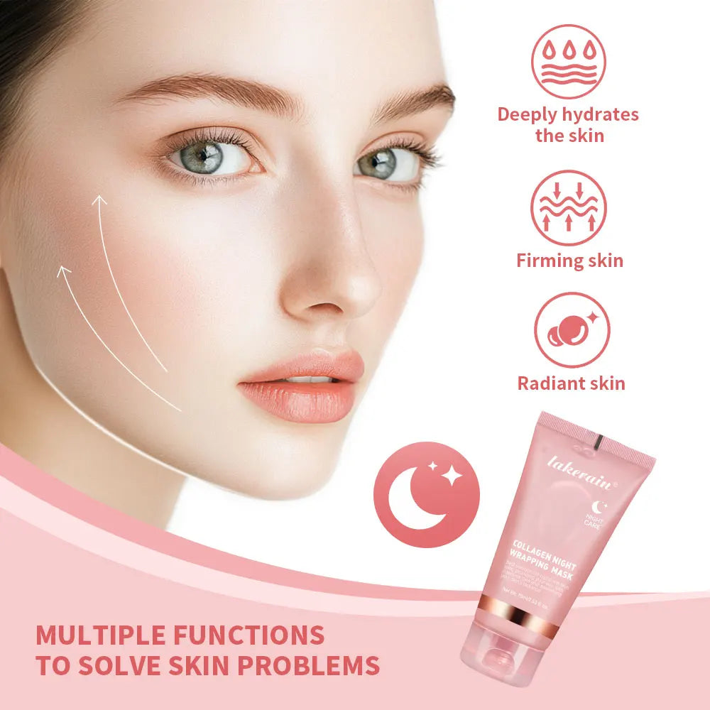 Collagen Jelly Cream Hydrolyzed Collagen Overnight Facial Mask Wrapping Peel