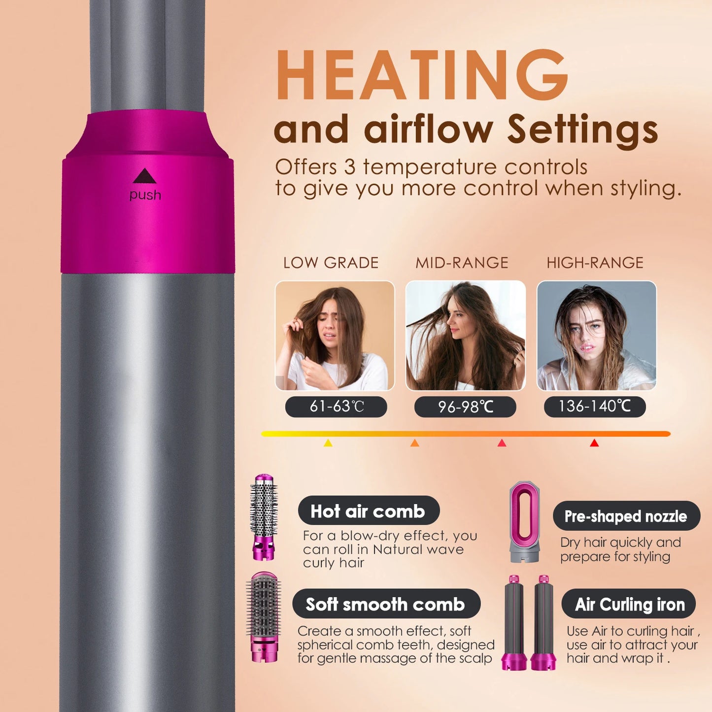 Multifunctional 5 In 1 Hair Straightener Curler Styling Set For Dyson Airwrap