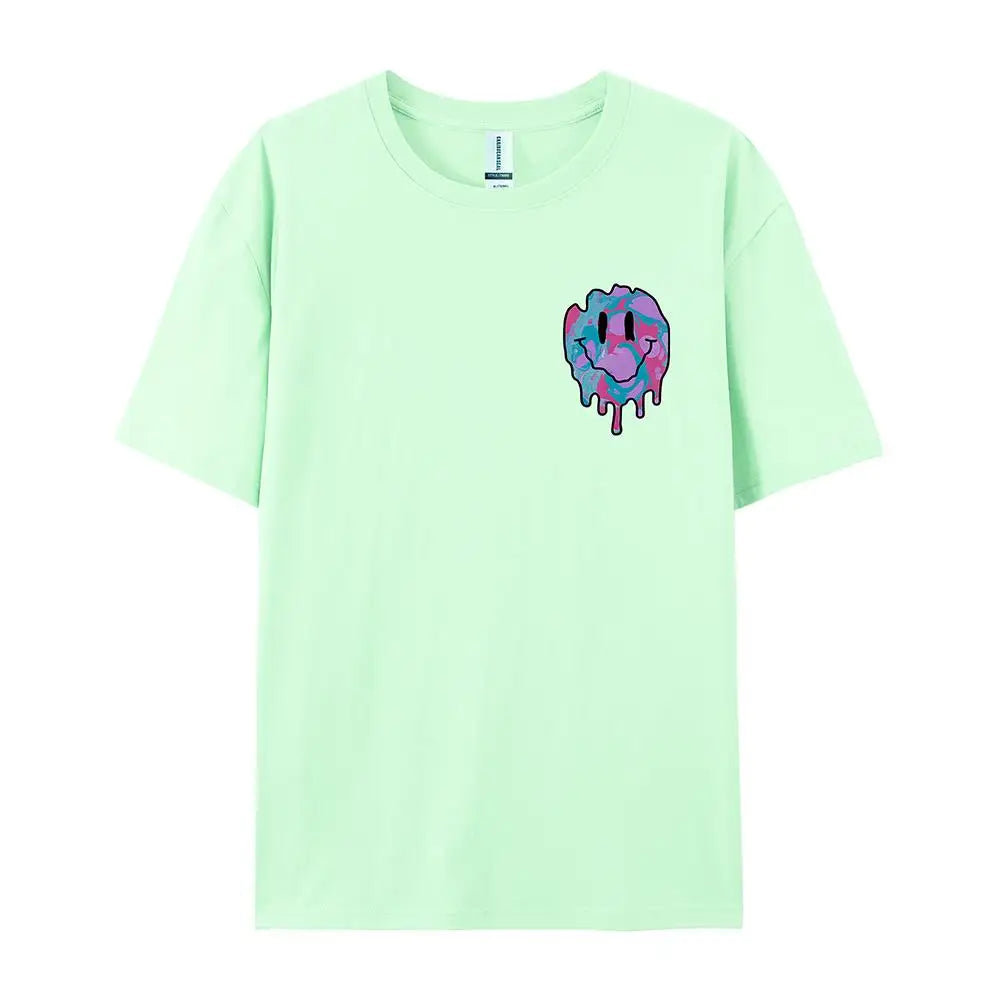 Funny Smile Face Print Female Tshirt Street Casual