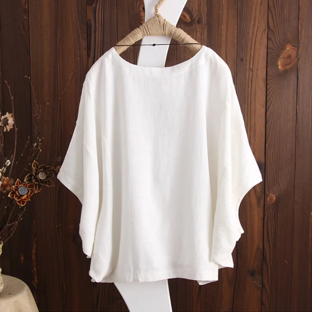 Harajuku Y2k Top Vintage Clothes Tees Cotton Linen Streetwear Casual Shirts for Women Clothing T-Shirts Fashion Summer