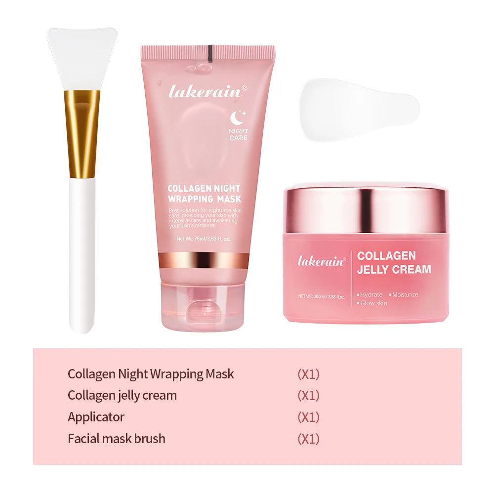 Collagen Jelly Cream Hydrolyzed Collagen Overnight Facial Mask Wrapping Peel
