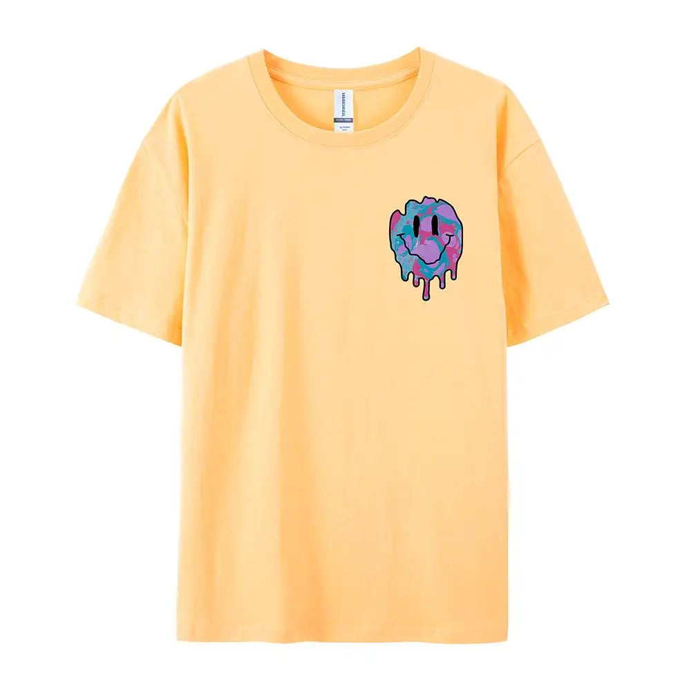 Funny Smile Face Print Female Tshirt Street Casual