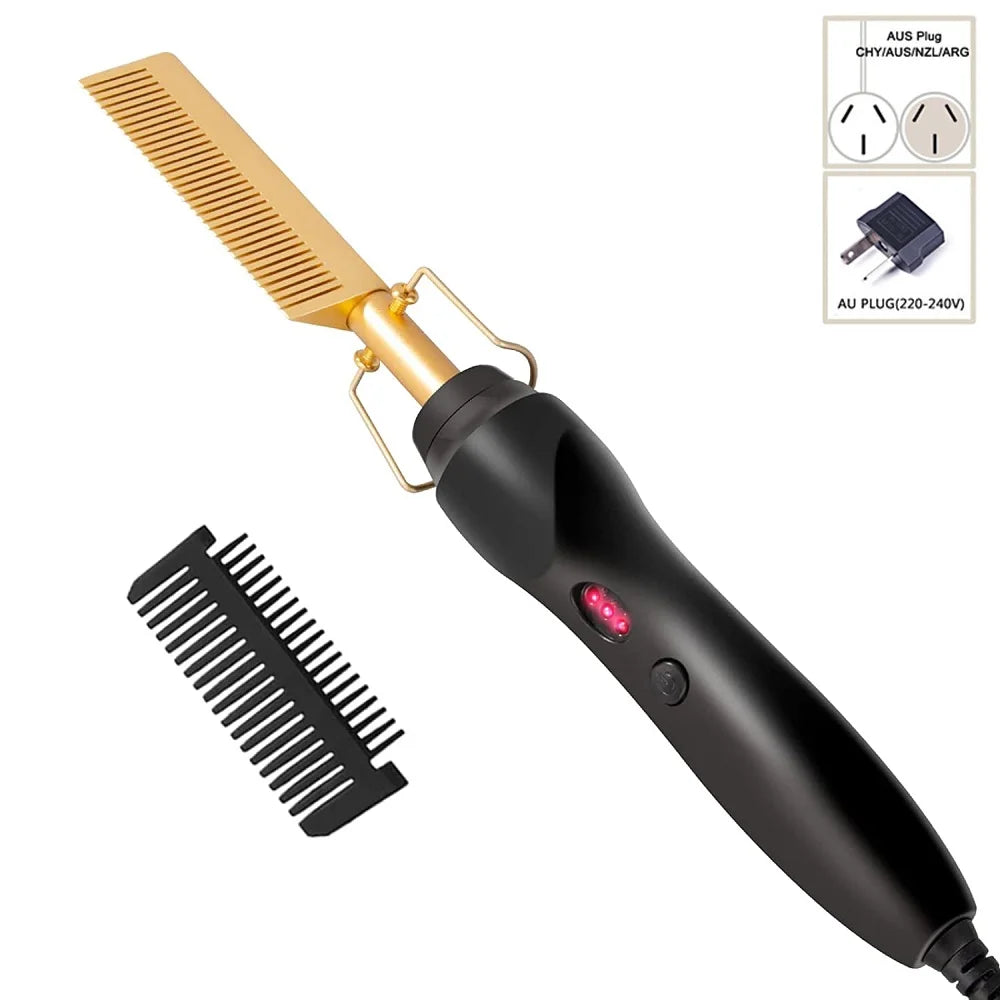 2 in1 Hot Comb Hair Straightener Electric Heating Comb Fast Heating Portable