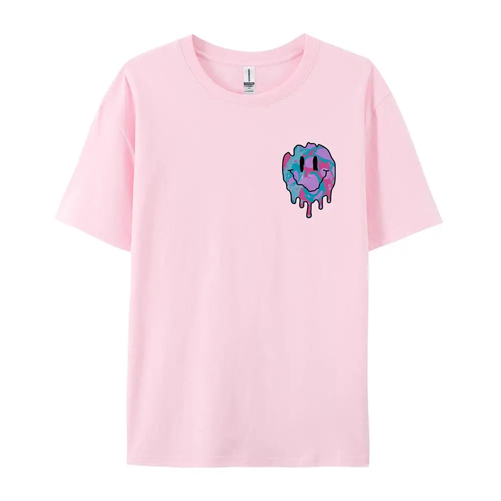 Funny Smile Face Print Female Tshirt Street Casual
