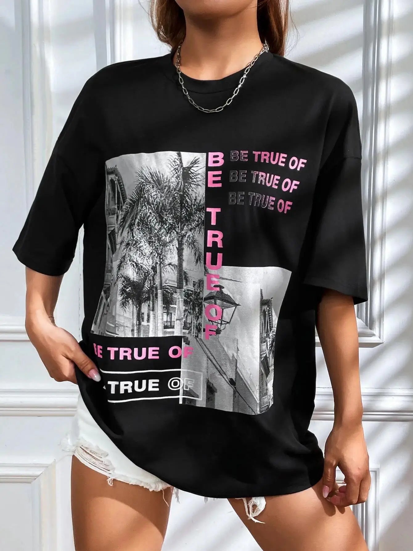 Graphic & Letter Print Crew Neck T-Shirt Women Summer O-Neck T Shirts Cotton Plus Size Short Sleeve Sport Casual Shirt