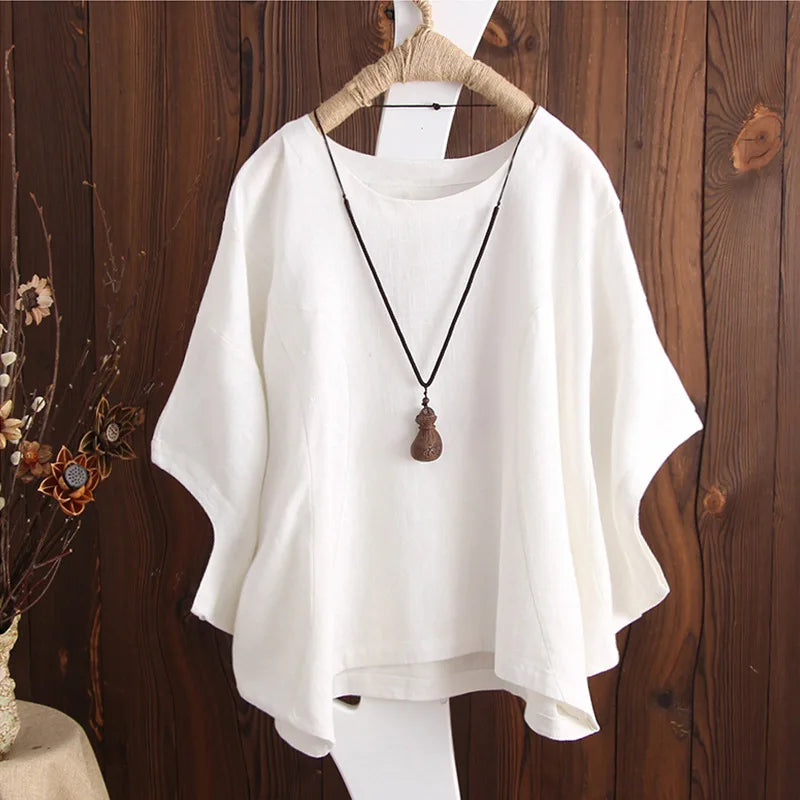 Harajuku Y2k Top Vintage Clothes Tees Cotton Linen Streetwear Casual Shirts for Women Clothing T-Shirts Fashion Summer