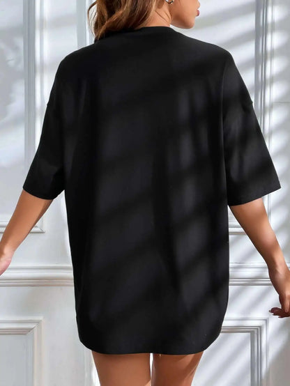 Graphic & Letter Print Crew Neck T-Shirt Women Summer O-Neck T Shirts Cotton Plus Size Short Sleeve Sport Casual Shirt
