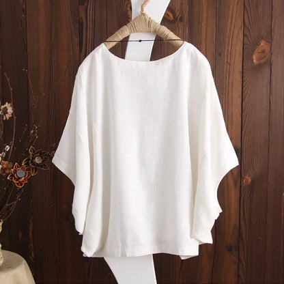 Harajuku Y2k Top Vintage Clothes Tees Cotton Linen Streetwear Casual Shirts for Women Clothing T-Shirts Fashion Summer